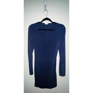 TART Navy Veck Neck Dress Long Sleeve Size Medium